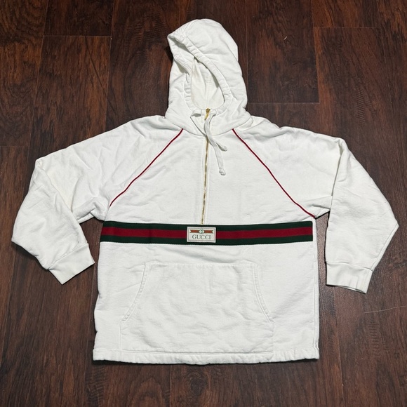 Gucci Sweaters - Gucci Web Accent thick White Hoodie Men’s Small